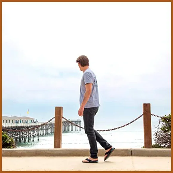Flip Flops with Water Resistant Synthetic Strap and Cushioning Heel Airbag